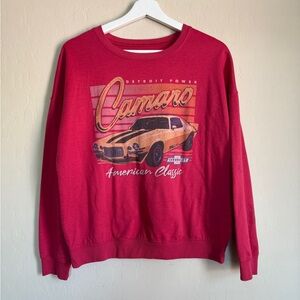 GM Official Camaro Graphic Red Long Sleeve Light Pullover Sweatshirt Medium